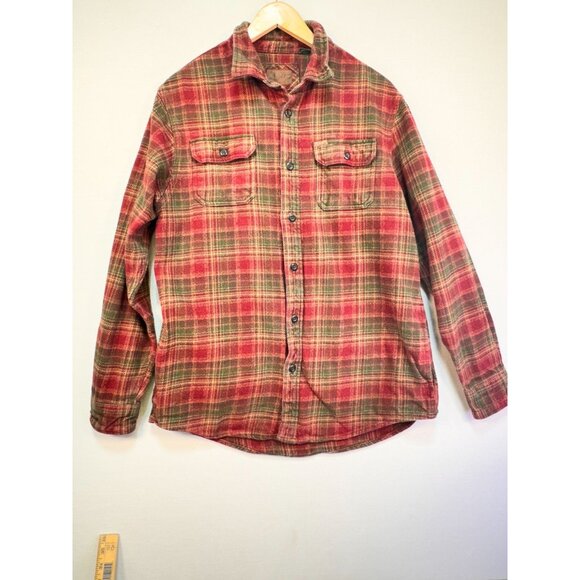 Orvis Other - Orvis Mens Plaid Button-Down Shirt Jacket Large Red & Tan Pockets Heavyweight